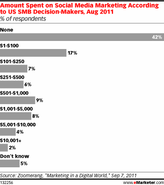 Amount Spent on Social Media Marketing According to US SMB Decision-Makers, Aug 2011 (% of respondents)