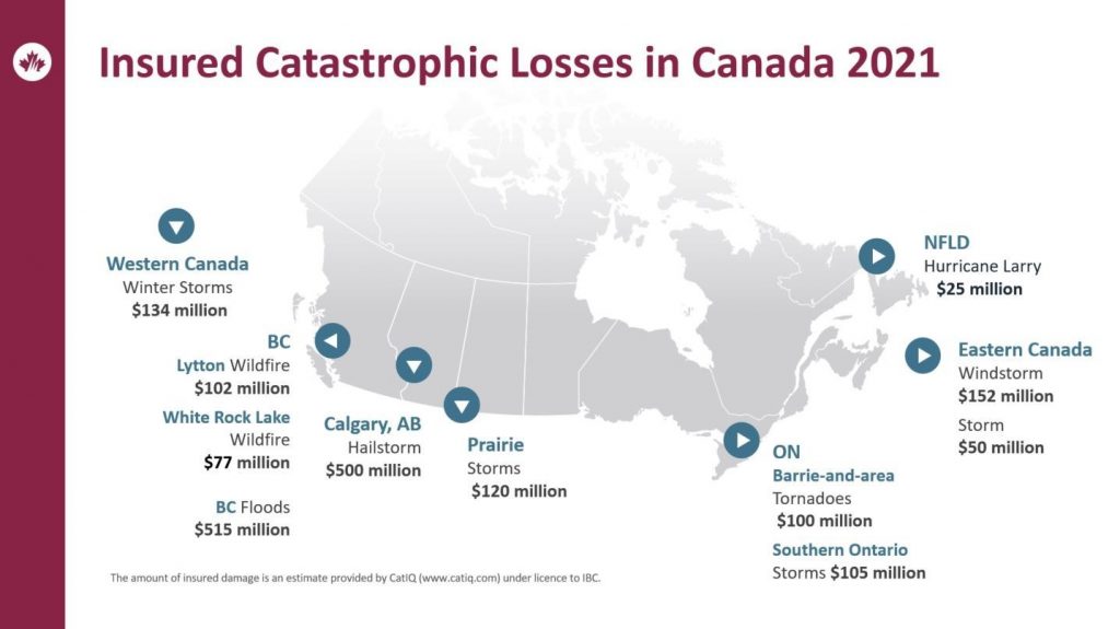 Insured Catastrophic Losses in Canada 2021 (CNW Group/Insurance Bureau of Canada)